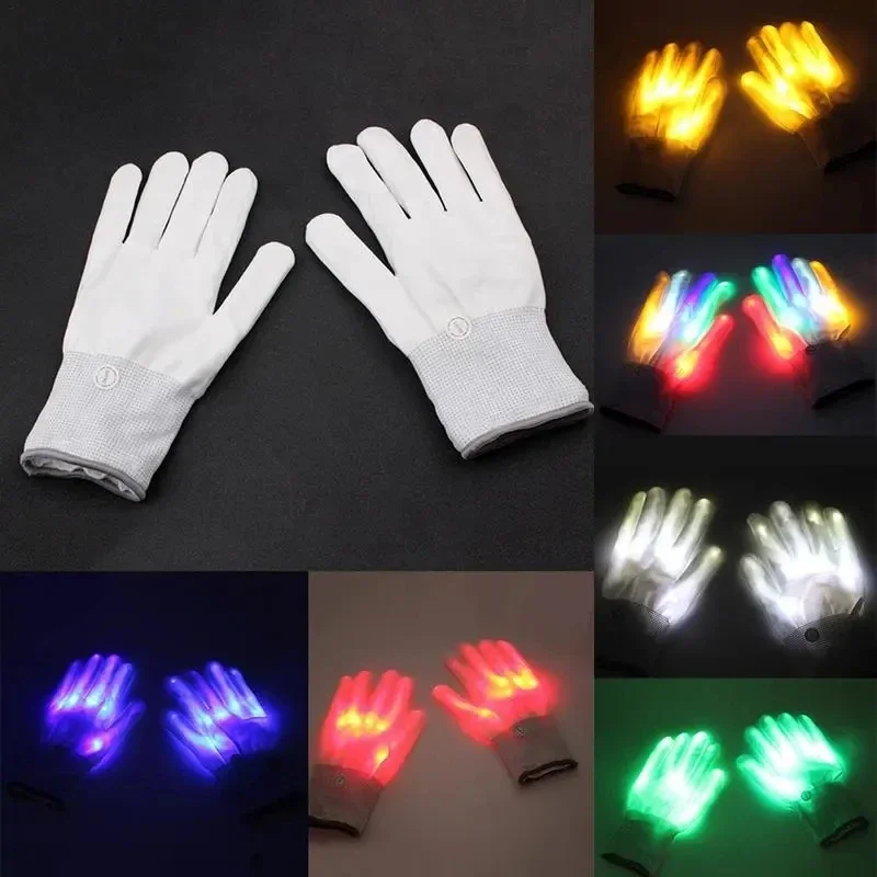 Luvas de led neon guantes brilhantes festa de halloween luz adereços luminosos piscando crânio luvas palco traje suprimentos