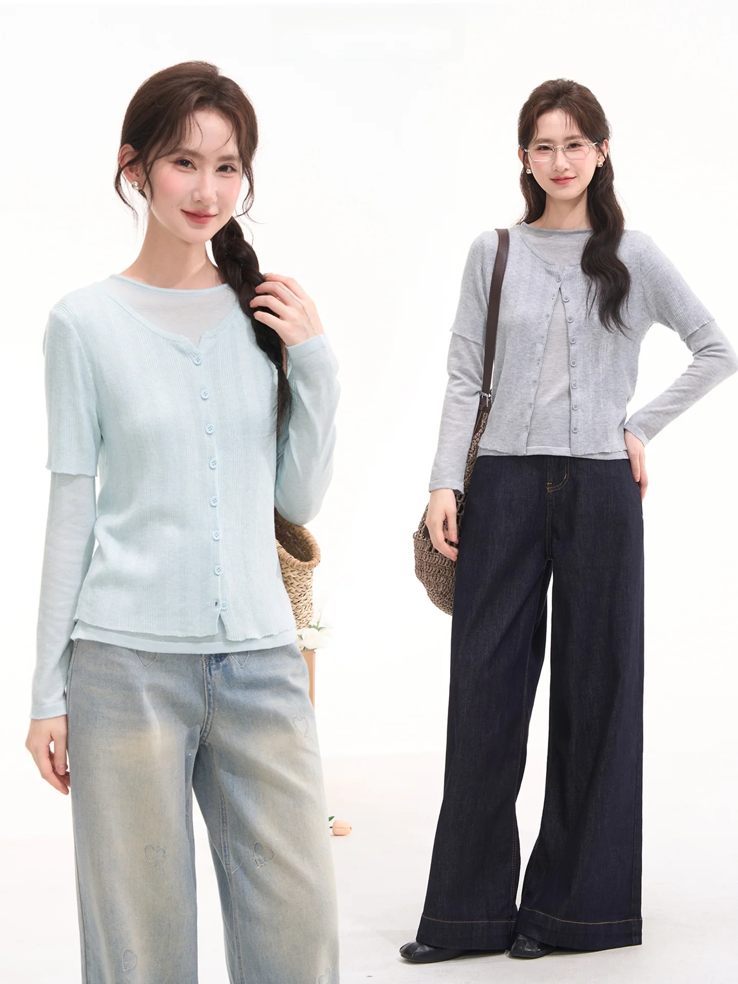 

Универсальный вязаный комплект-двойка Heme для женщин: простой и универсальный дизайн, летний, с коротким рукавом, круглым вырезом горловины