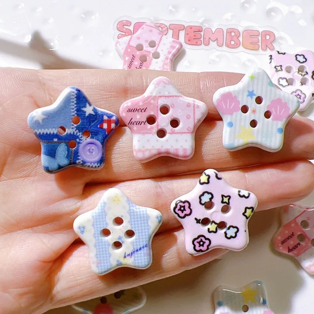 10pcs Mini Kawaii Resin star button Flat Back Cabochons Scrapbook Diy  Party Hairpin Accessories Home Decoration Craft