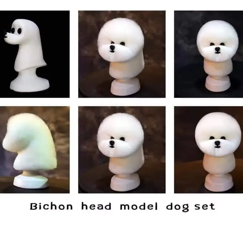 グルーミングモデル犬ビションヘッドマネキンヘッドウィッグ付きペット