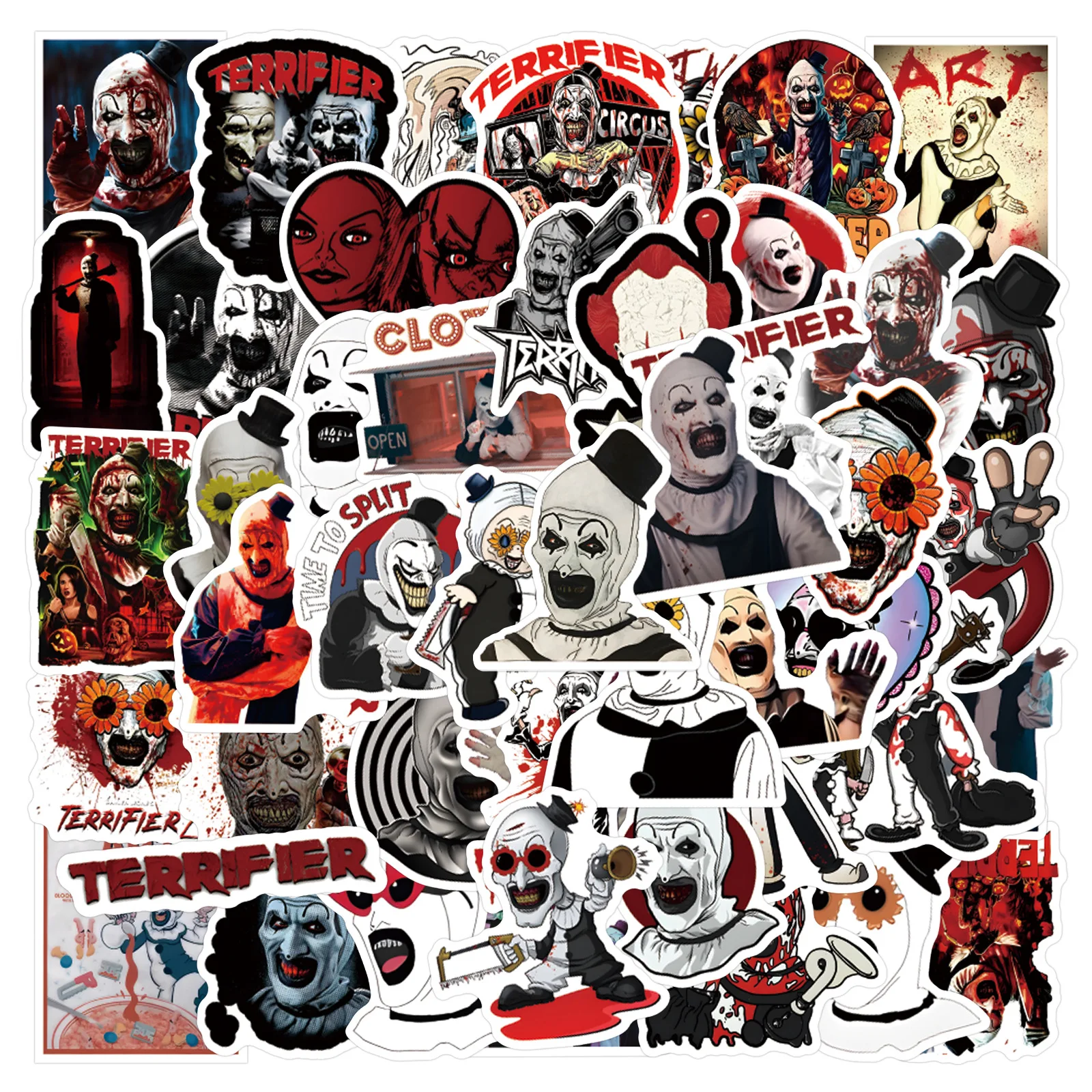 55PCS Terrifier Stickers Hardcore Movie DIY Stickers Scrapbooking Phone Luggage Skateboard Waterproof Decals