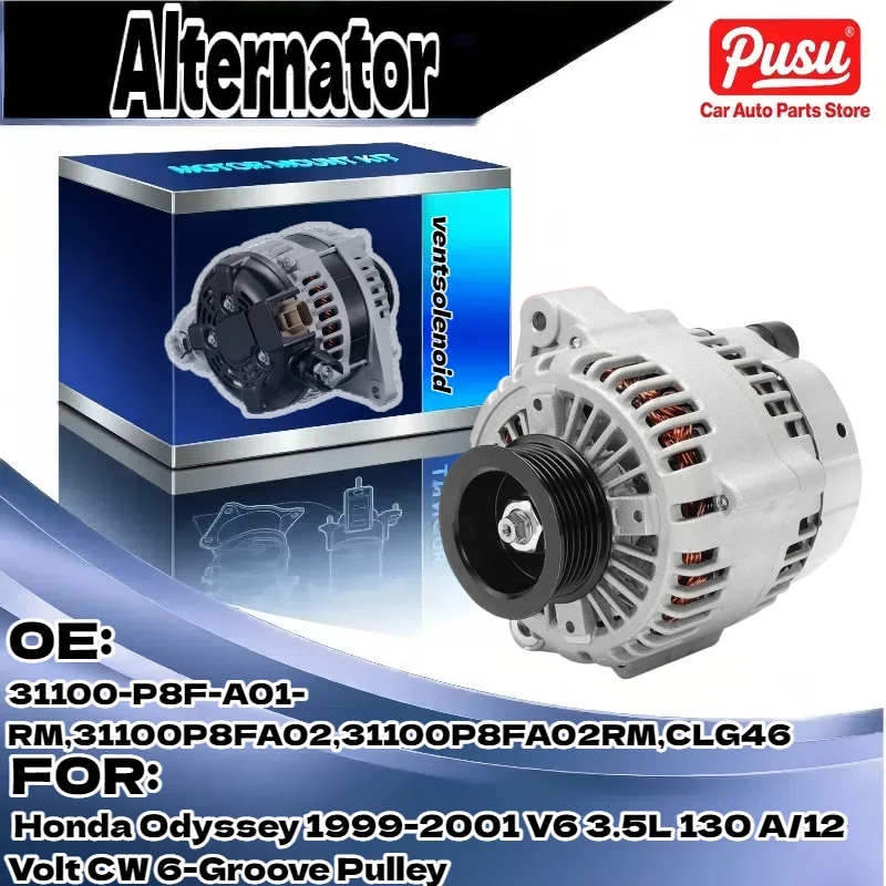 

Высококачественный генератор переменного тока для Honda Odyssey 1999-2001 V6 3.5L 130A 12Volt CW 6-Groove Pulley 31100P8FA02 31100P8FA02RM CLG46