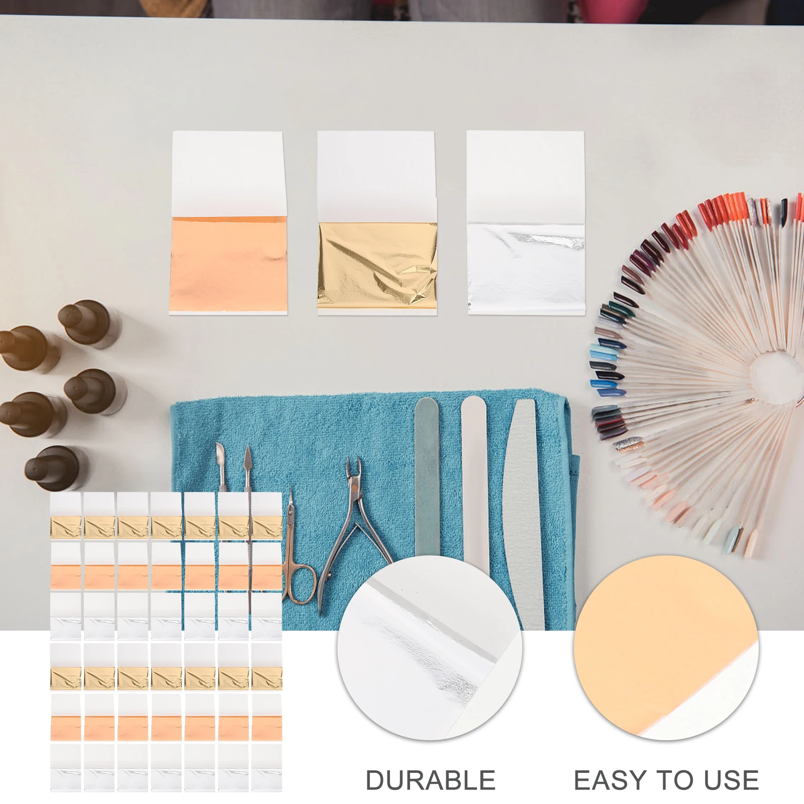 

300 Sheets Gold Foil Nail Art Foil Flakes DIY Nail Decor Easy Use for Parties Weddings Salon Professionals Beginners