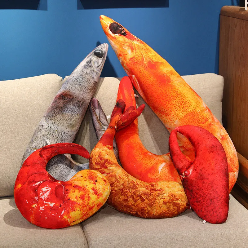 

Новая реалистичная плюшевая игрушка в виде креветки: забавная подушка-креветка, мягкие лапки лобстера, плюшевая подушка в виде речной креветки