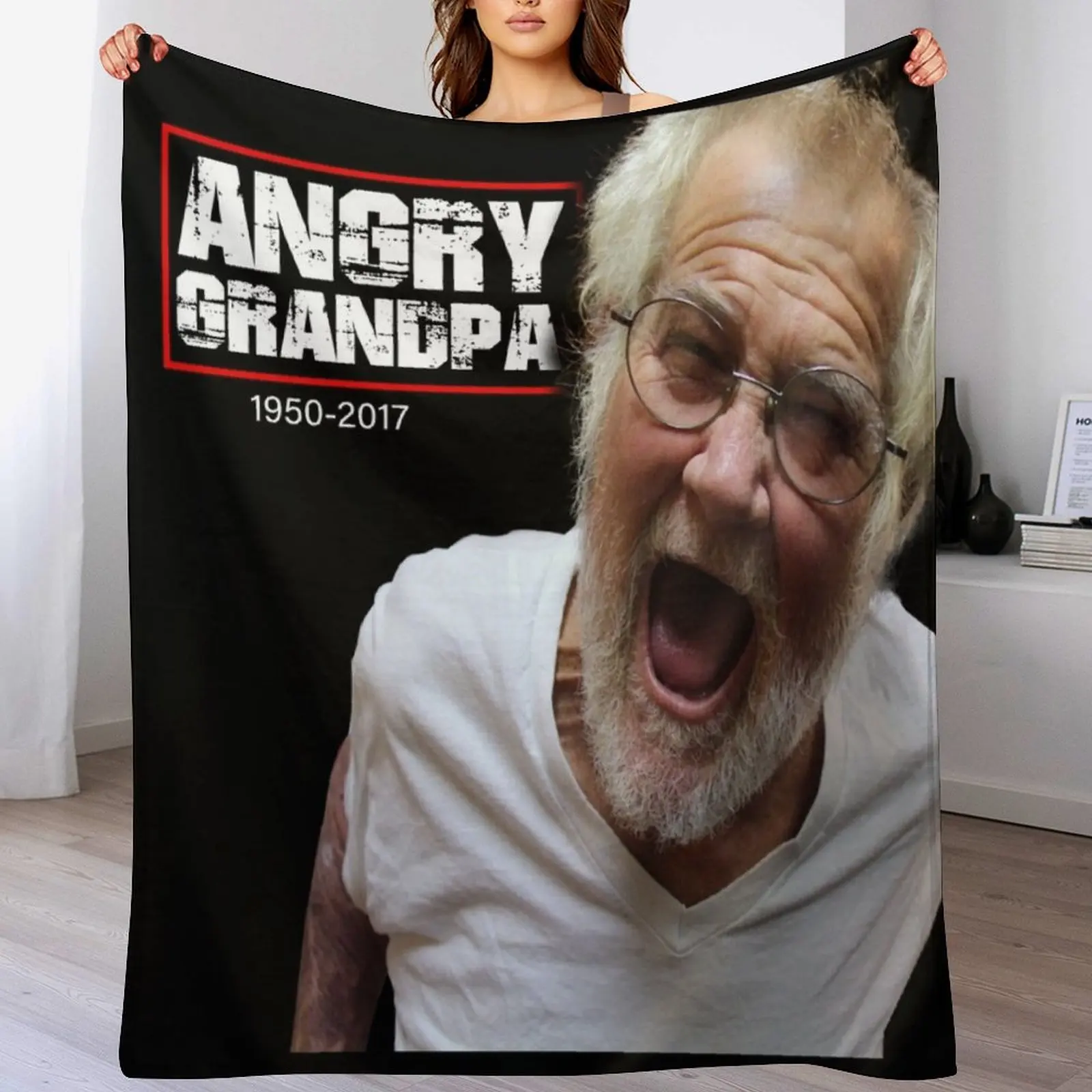 

ANGRY GRANDPA in memory RIP Throw Blanket Moving Furrys Decoratives Soft Big Blankets