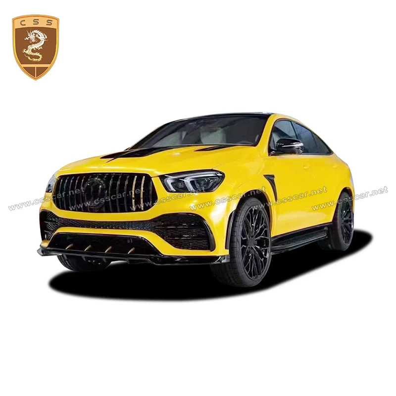 Para Benz GLE C167 Coupé, estilo Lar-te, alerón delantero de fibra de carbono seca, difusor trasero con boquillas, alerón trasero