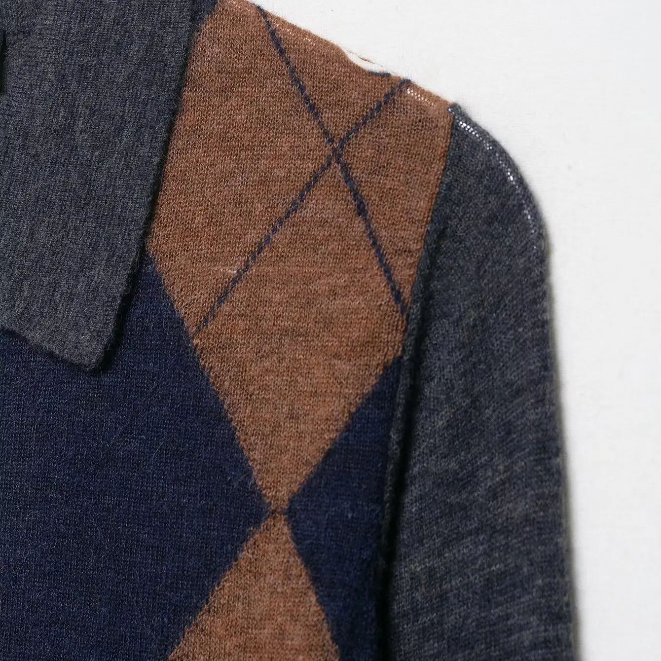 KASLEAD Neue Damen Faion Simple Diamond Gestrickte IRT Polyesterfaser Lange Sve Umlegekragen Knopfverschluss