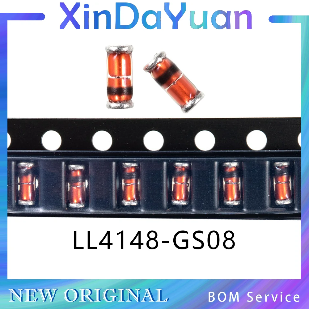 10/50/100/500/1000 pcs LL4148-GS08 LL4148 Diode Small Signal Switching Si 100V 0.3A 2-Pin Mini-MELF SOD-80 T/R #SO