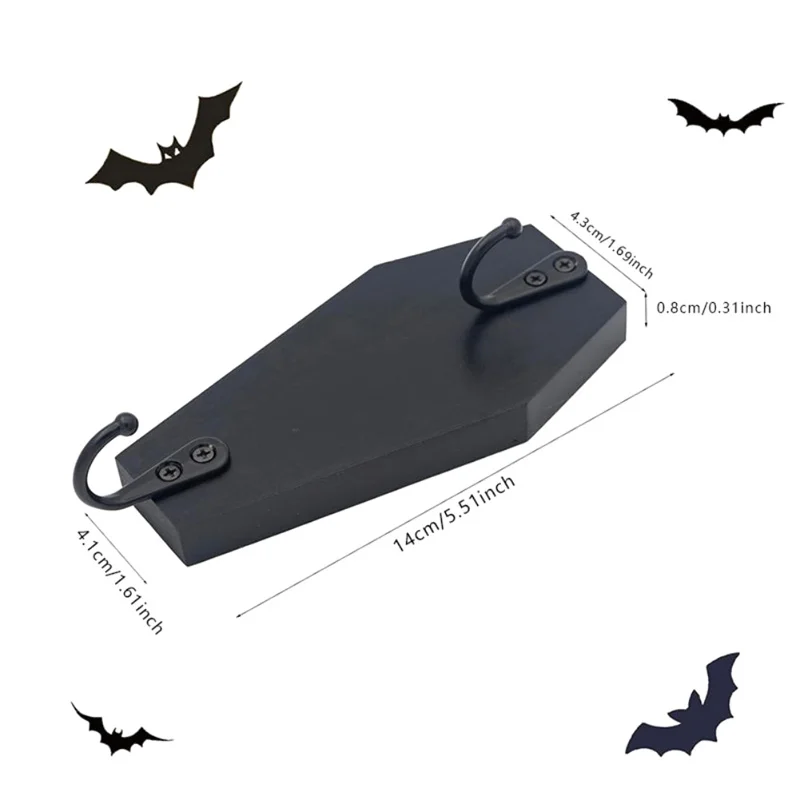 Halloween Coffin Wall Hook For Keys Coffin Wall Hook Black Wooden Hanger Gothic Home Decor For Keys Mugs Purse Towel Clothes image 6