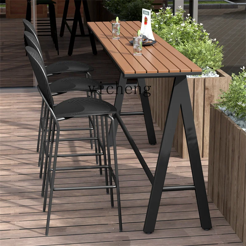 DSA outdoor leisure table and chair combination wall narrow table outdoor waterproof sunscreen balcony long chair