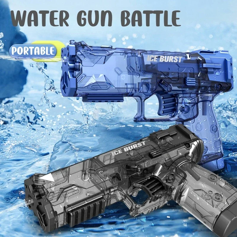 Portable Water Gun Children Manual Ice Burst Automatic Reloading Waterguns Summer Outdoor Pool Garden Fight Games Toys for Kids