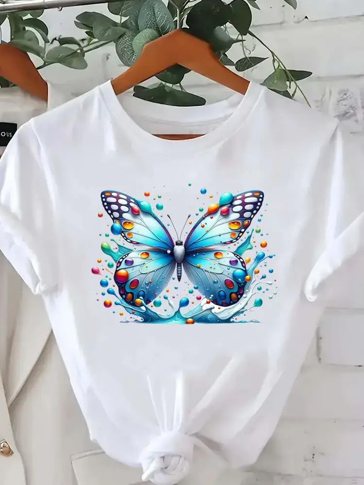 

Butterfly Lovely 90s Print Short Sleeve O-neck T-shirts Ladies Popular Casual Women Graphic T Tees Clothing Fashion Clothes