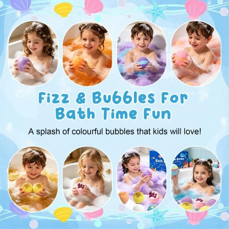 

12Pieces Bubble Bath Ball Gift Set Bath Ball for Boys and Girls Safe Gentle Formula Bath Fizzies for Infant Engaging