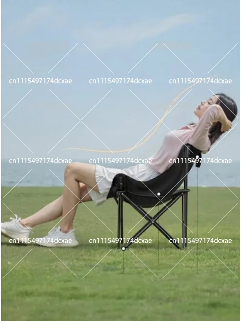 Portable Folding Camping Chair Outdoor Beach Fishing Stool Recliner Moon Chair