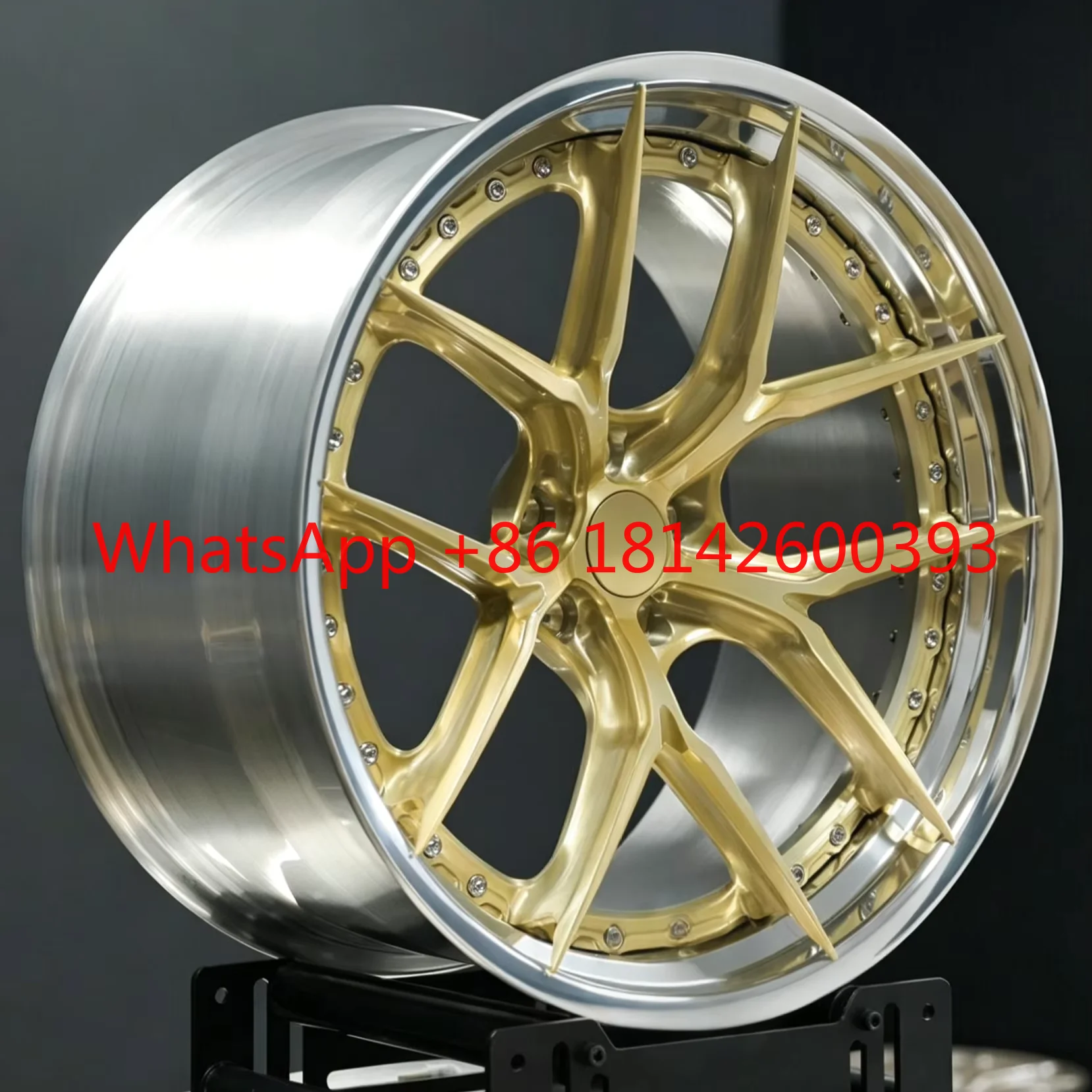 Premium Modified Forged Wheel With Bright Brushed Gold Center, Fit for Sedans and SUVs