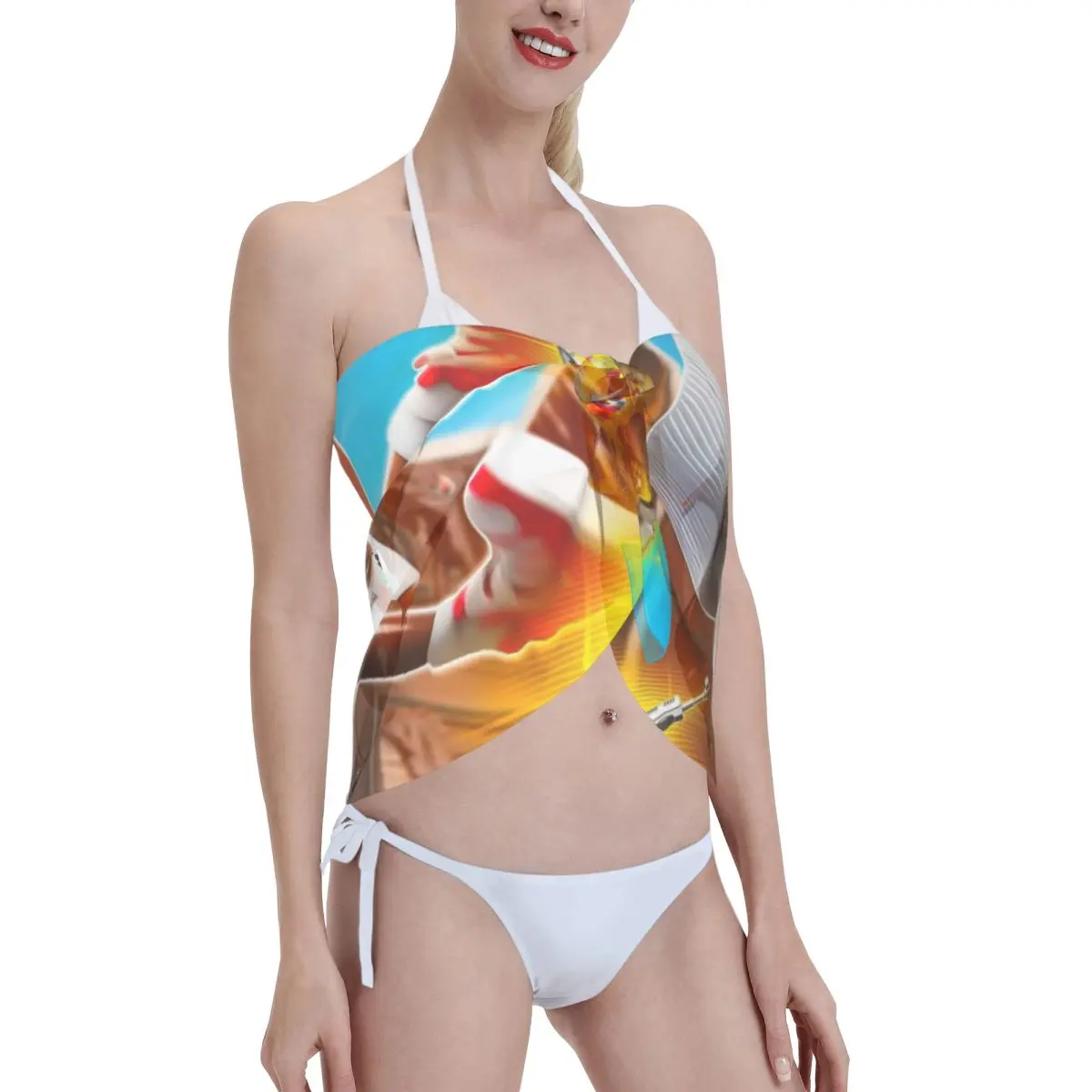 Aangepaste grappige chocolade N-Nutellas korte sarongs badpak cover-up print leuke cartoon bikini wrap pure sarong strand wrap