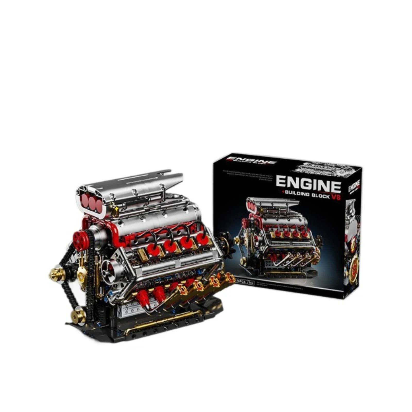

YC3703 Mechanical Simulation Cylinder Chain Drive V8 Engine Model 1167pcs Building Blocks Educational Assembly Ornament Toy Gift