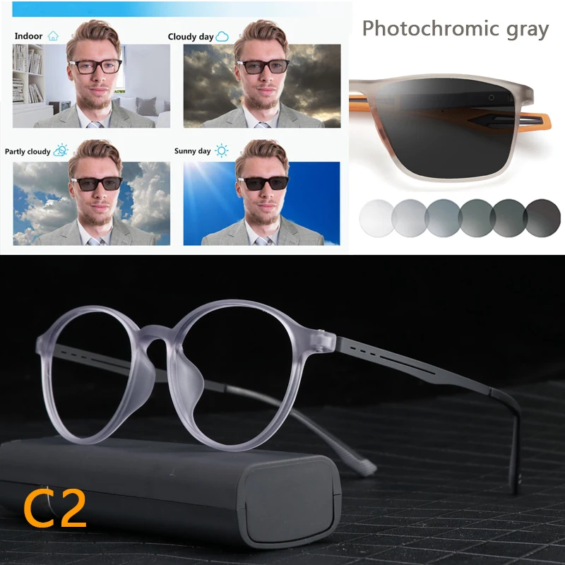 Ultralight Titanium Retro Round Anti Blue Light Photochromic Reading Glasses For Men Computer Presbyopic Eyeglasses Women