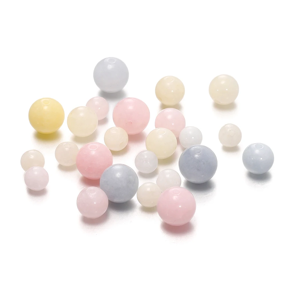 

1String 6-10mm Natural Stone Round Pink Beads Charm Spacer Loose Bead for DIY Bracelet Necklace Jewelry Makings Supplies