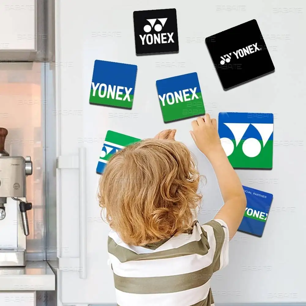 Imán de bádminton Y-Yonex de moda, imán personalizado para nevera, forma cuadrada, decoración de puerta de pared para nevera
