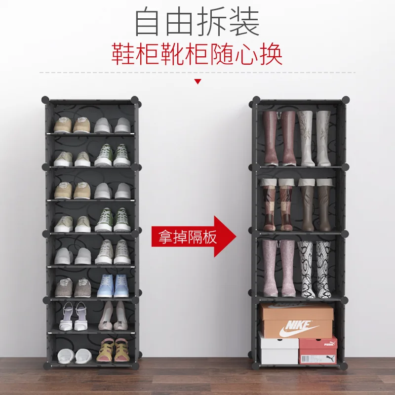 CE4 Organize the shoe cabinet and install a layered pure white mirror shoe rack