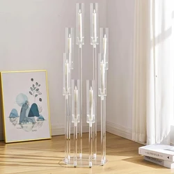 2pcs/10pcs) 웨딩 키 큰 Candelabra 투명 아크릴 3/5/6/8/9 머리 스틱 기둥 캔들 홀더 센터 피스 파티 장식