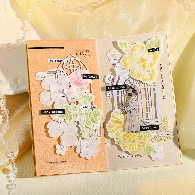 

Journal GO 10pcs 3D Embossing Scrapbooking Materials DIY Gift Craft Art Deco Flower Photo Album Background Greeting Card Making