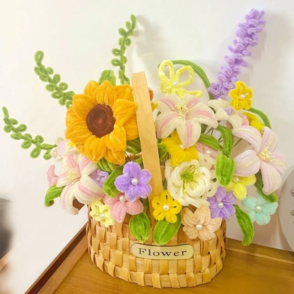 100pcs Macaron Color Fuzzy Wire DIY Tulips Flower Bouquet Valentine Birthday Handmade Gift