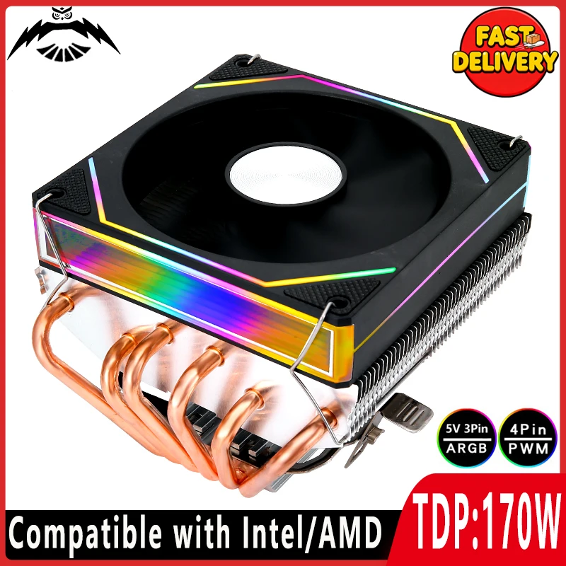 

Совместимая установка LGA115x 1200 1700 2011 x79 x99 2066 Процессор AMD am3 am4 Горизонтальный 4/6 охладитель тепловой трубки Вентилятор ARGB 120 мм