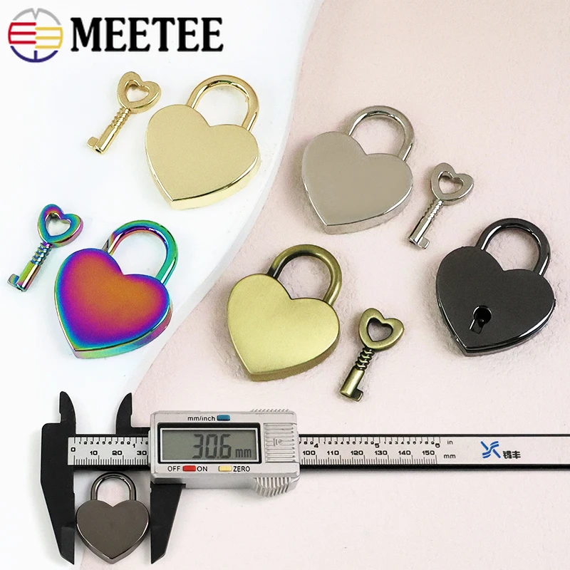 

1-5Sets 30x39mm Heart Metal Buckles Bag Padlock Clasp Handbag Key Lock Jewelry Box Diary Book Closure Locks Hardware Accessories