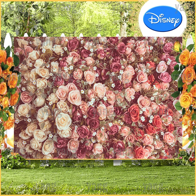 Custom Artificial Pink Roses Flower Wall Romantic luxury Wedding Anniversary Party Decor Backdrop Photo Background Decoration