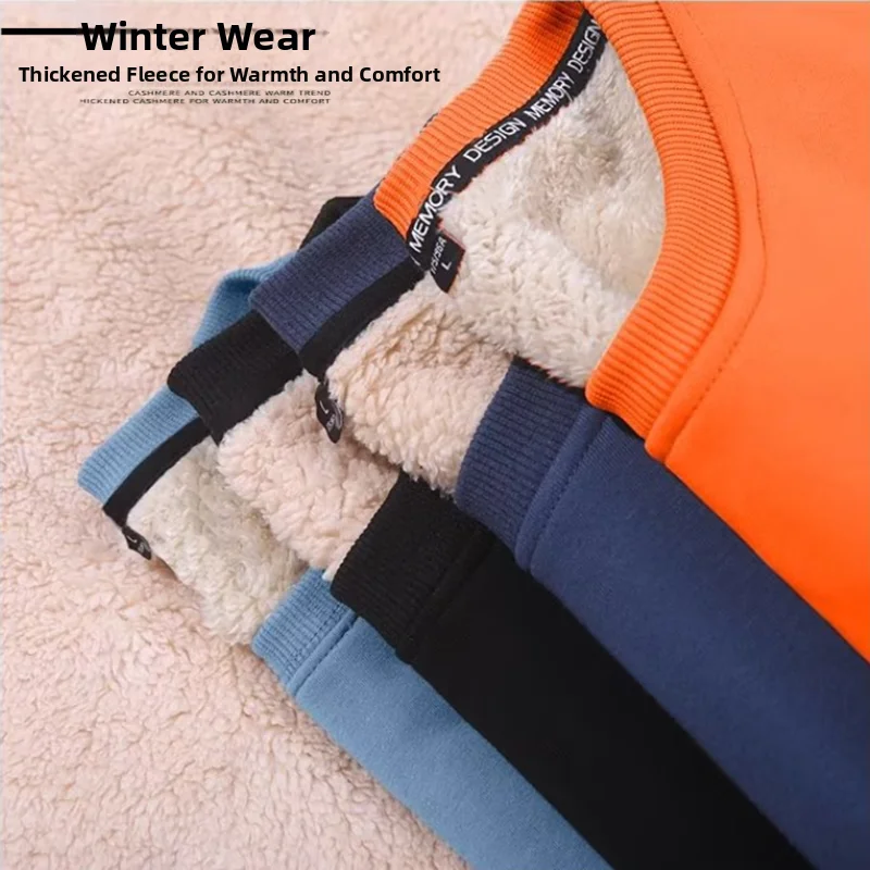 هودي من صوف الحملان للرجال، سترة سميكة من الصوف بياقة مستديرة، متعددة الاستخدامات وعصرية للمراهقين، دافئة للشتاء #3