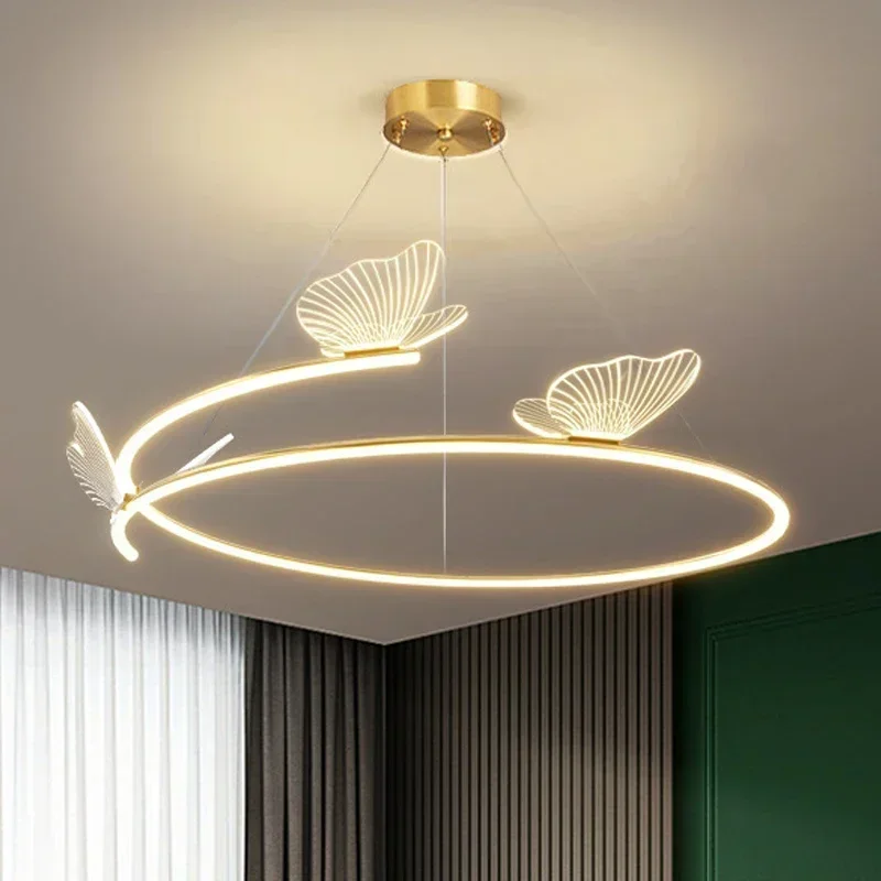 

Modern Butterfly chandelier Golden Circle circular Pendant Light For Living Room Bedroom Dining Room Luxury art chandelier