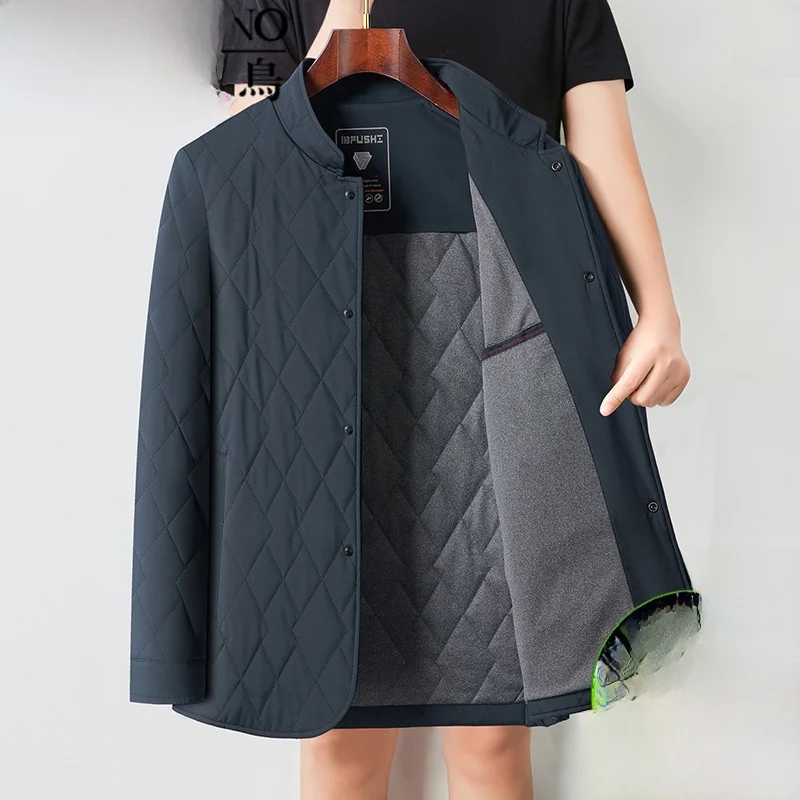 

TUCANO Autumn Winter Men's Lightweight Silk Cotton Jaet Stand Collar Warm Outerwear Faionable Urban Sle Long Sve Casual