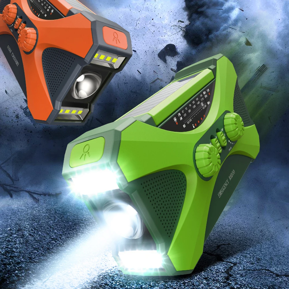 Portable 10000mAh charger High Capacity Emergency Radio Solar Hand Crank LED Flashlight/Reading Light/SOS Alarm Survival Tool