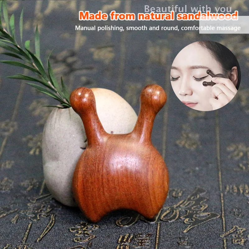 

Sandalwood Eye Nose Meridian Massager Body Facial Massage Tools Wooden Handle Guasha Scraping Board Acupuncture Point Massager