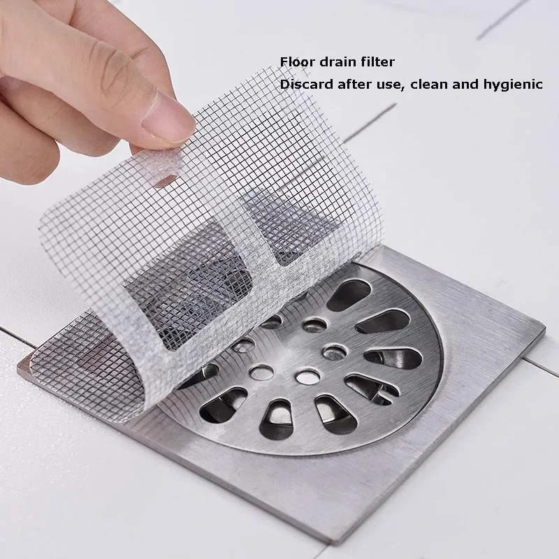 50/100Pcs Disposable Floor Drain Sticker Shower Drain Hair Catcher Cover Sink Strainers Hair Filters Bathtub Mesh Filter Sticker