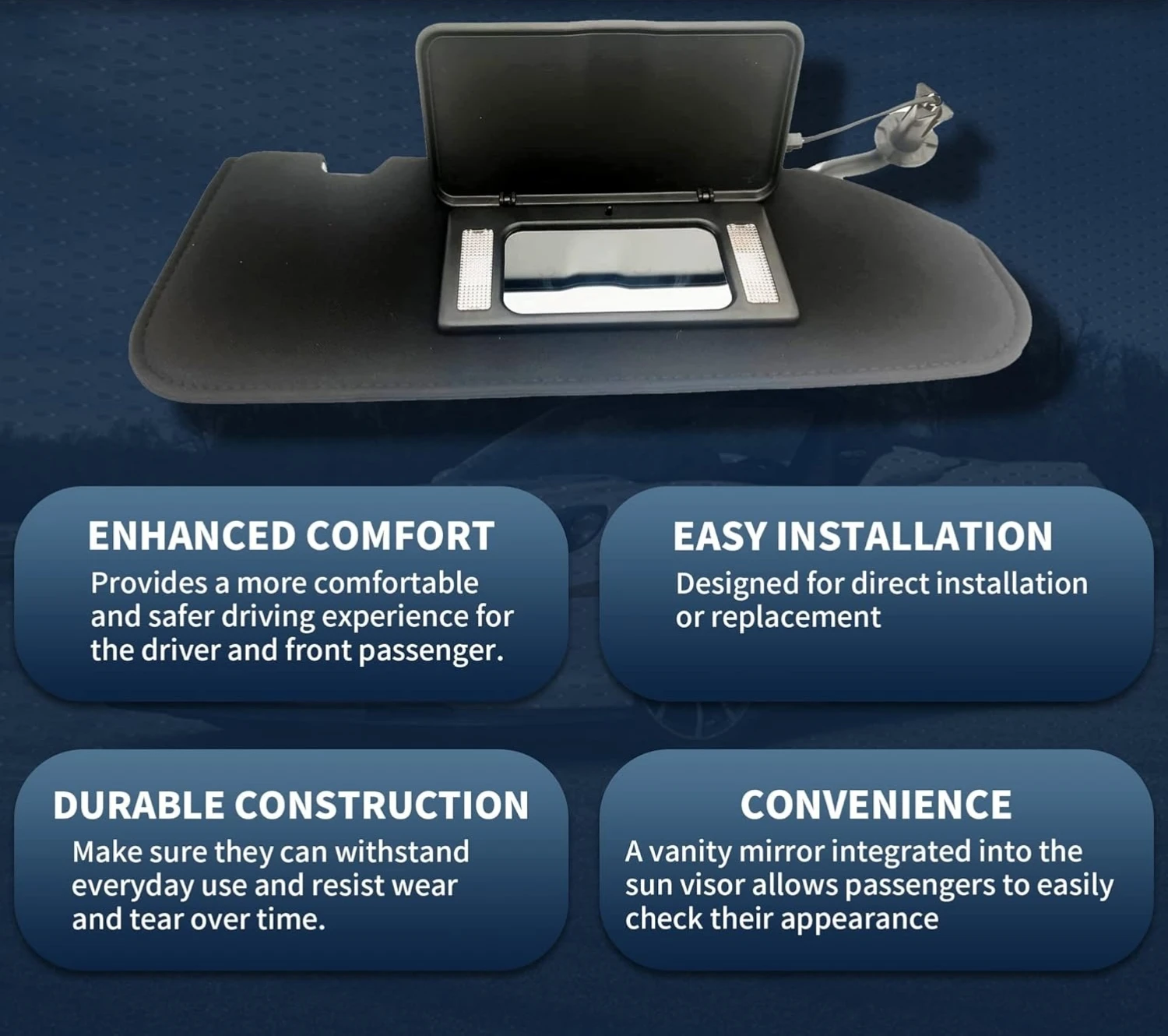 Left Driver & Right Passenger Side Sun Visor For Chevrolet Corvette C6 2005-2013 Replaces 23142243 23142245 Sunshield With Lamp