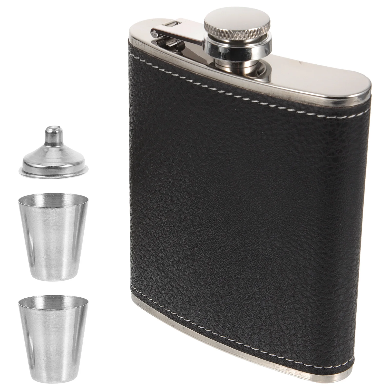 

1 set Stainless Steel Flask Portable Pocket Whiskey Flask Leak-Proof Wine Bottle For Camping Outdoor Adventure Men'S Liquor