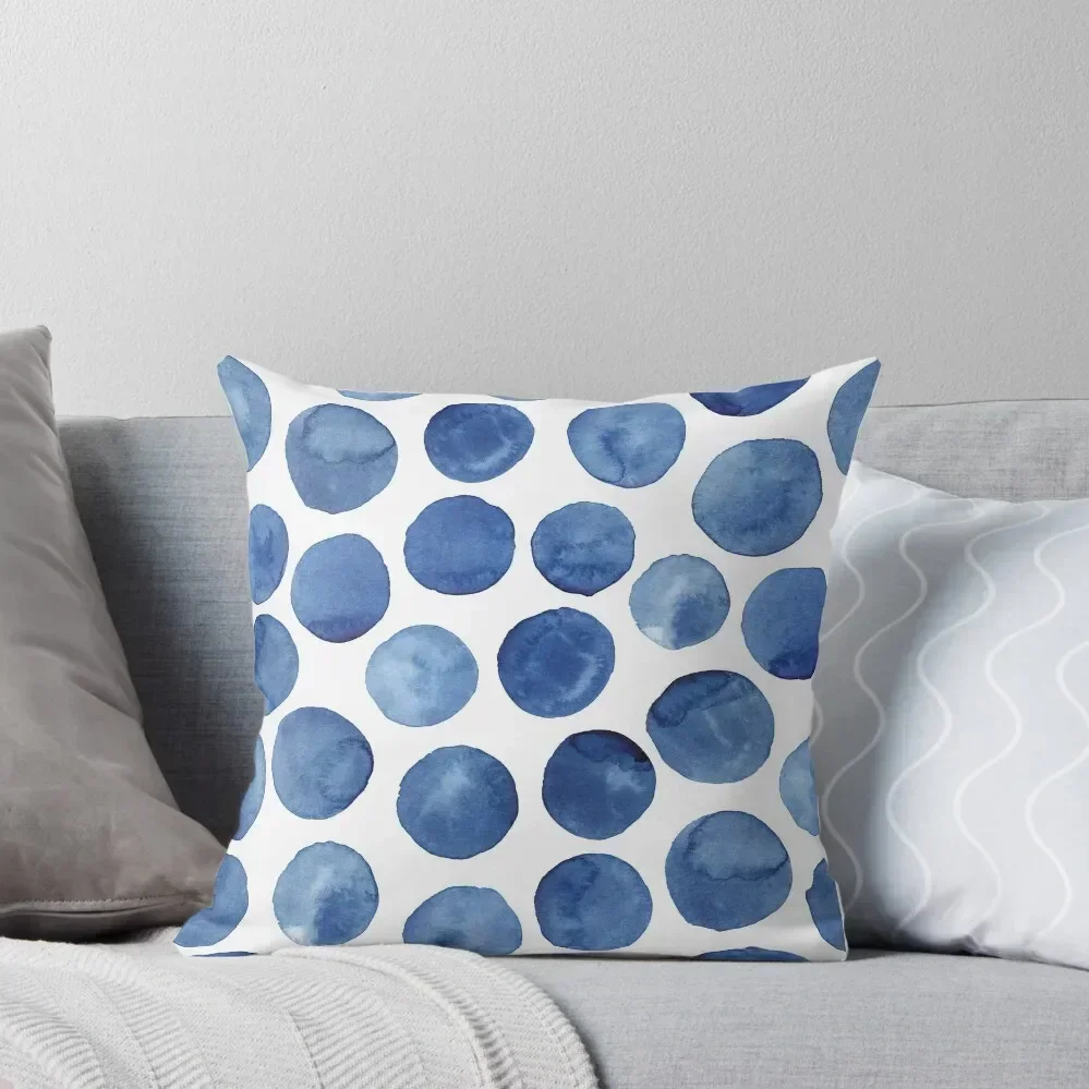 

Blue Polka Dots Watercolour Pattern Throw Pillow Plaid Sofa Pillow Case Christmas Luxury Sofa Cushions Couch Pillows pillow