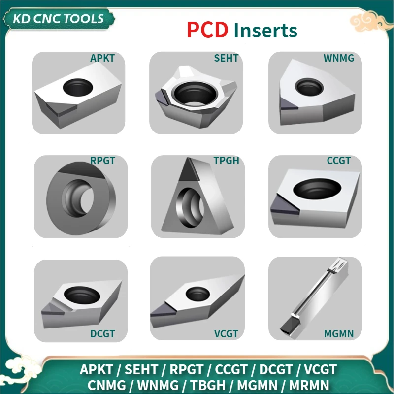 

PCD Inserts APKT CCMT VCGT RPGT CCGT DCGT MGMN Polycrystalline Diamond Lath Cutting Tool CNC Turning VNMG Aluminum Copper Wood
