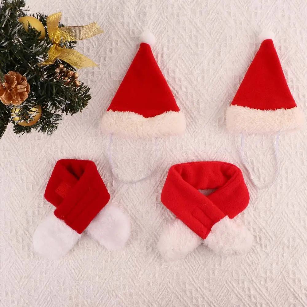 Xmas Santa Claus Cute Dog Cat Red Scarf Hat Deer Head Warm Puppy Pet Cosplay Costume Pet Costume Christmas Clothes Pet Clothes