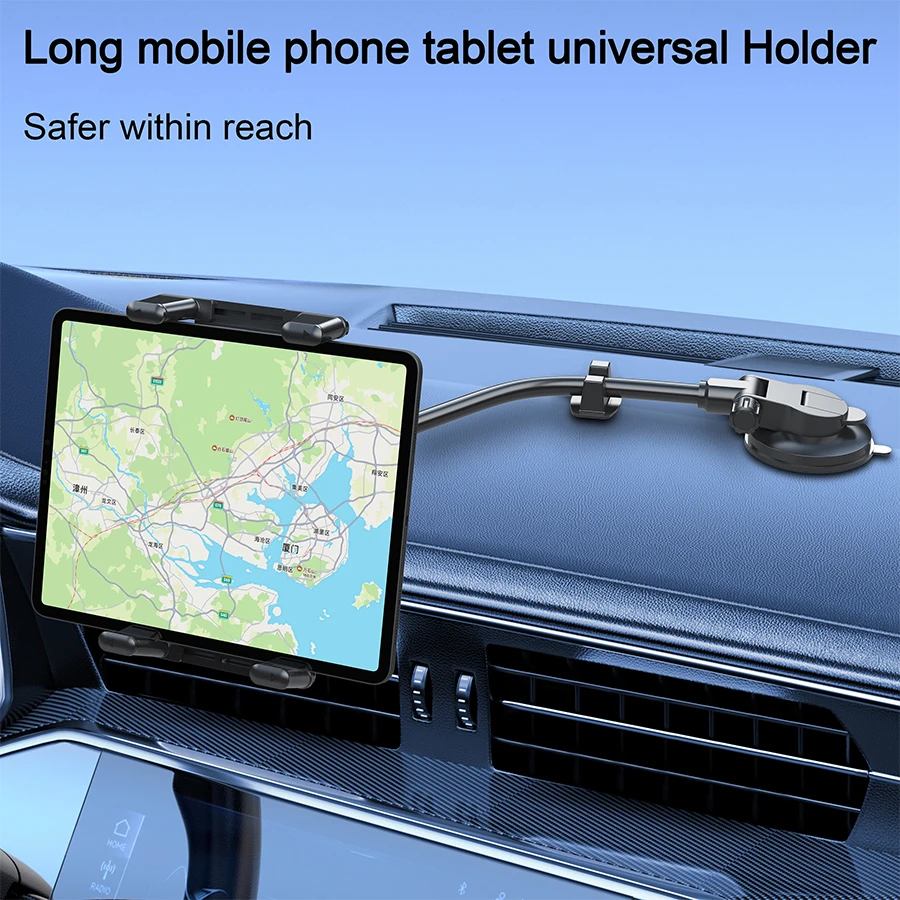 Dashboard Tablet Holder for Car Suction Cup Car Windshield Mount with Large Clamp for All 5"-15" Tablet and phone Devices