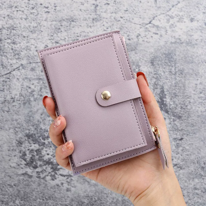 محفظة صغيرة من جلد البولي يوريثان للجنسين - حامل بطاقات رفيع متعدد الفتحات لبطاقات الائتمان/الهوية، محفظة عملات معدنية مدمجة مع جيب (رجال ونساء) #4