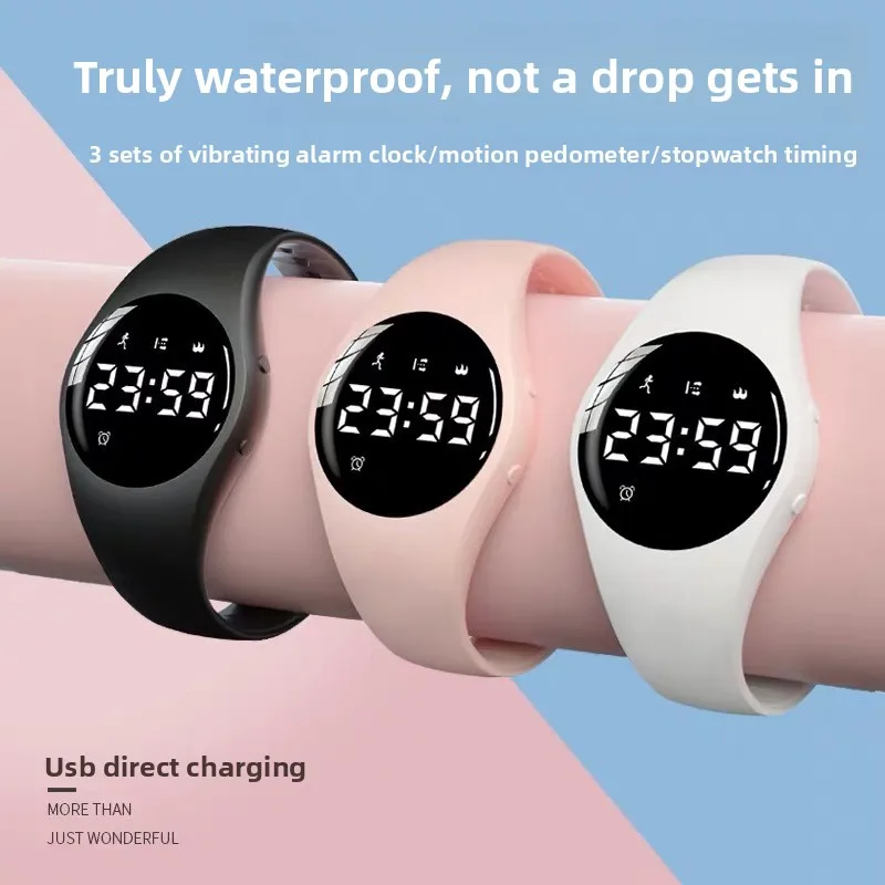 2026 New Kids Watch Gift for School Children Swimming Waterproof Pedometer LED Alarm Vibration Sports Wristband