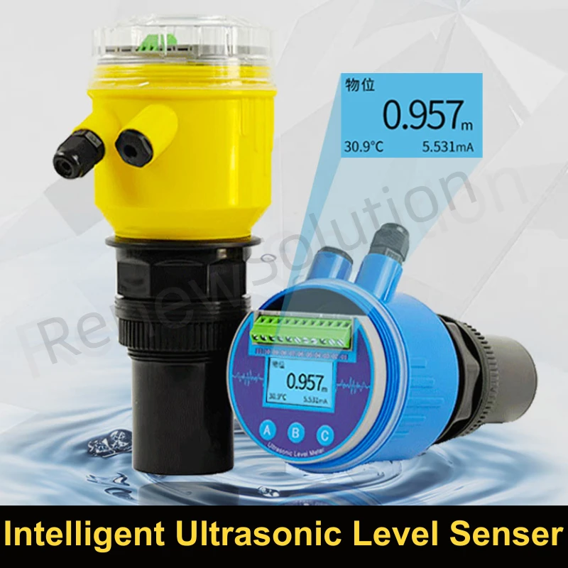 5m 10m 4-20ma Integrated Ultrasonic Level Meter Olive Oil Rs485 Relay Ultrasonic Water Level Sensor Transmitter 2 wires 4 Wires