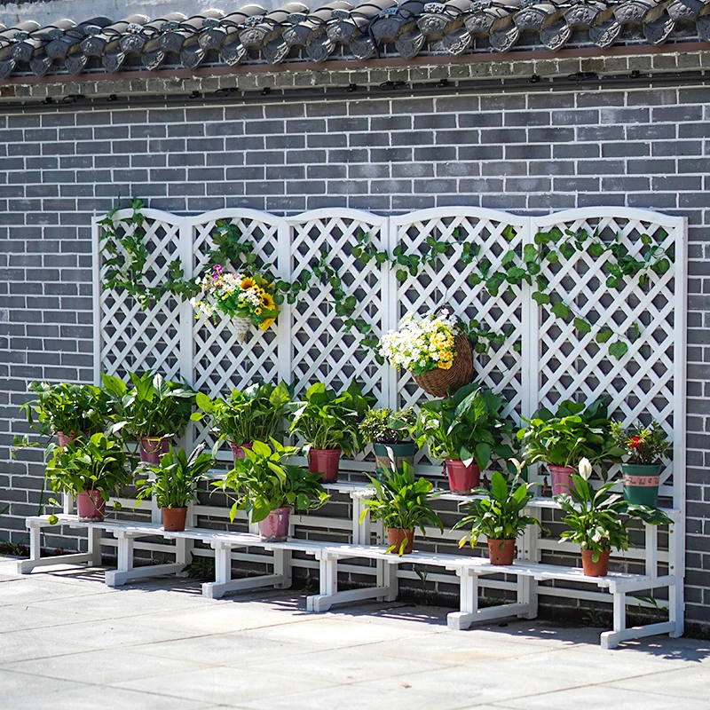 

Antiseptic wood flower stand climbing Outdoor grid fence Garden decoration flower slot partition Flower box Climbing Solid wood
