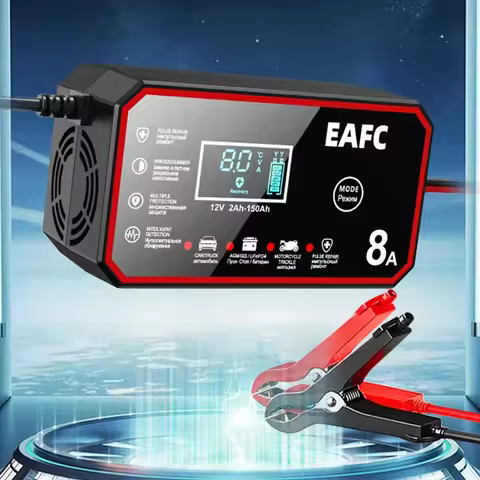 Fully Automatic Car Battery Charger 12V 8A Smart Battery Charger for Lead Acid Battery AGM GEL WET LiFePO4 Car Motorcycle
