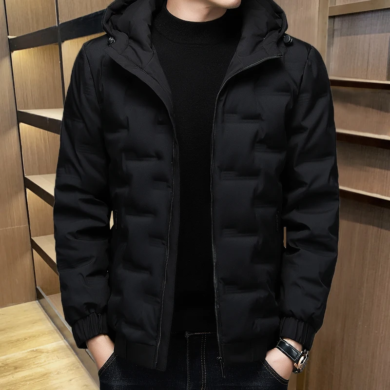 

Men Outdoor Lightweight Down Jacket Short Hooded Winter Mountaineering Suit Warm Cotton-paddedcoat Casual New Style Winter Down