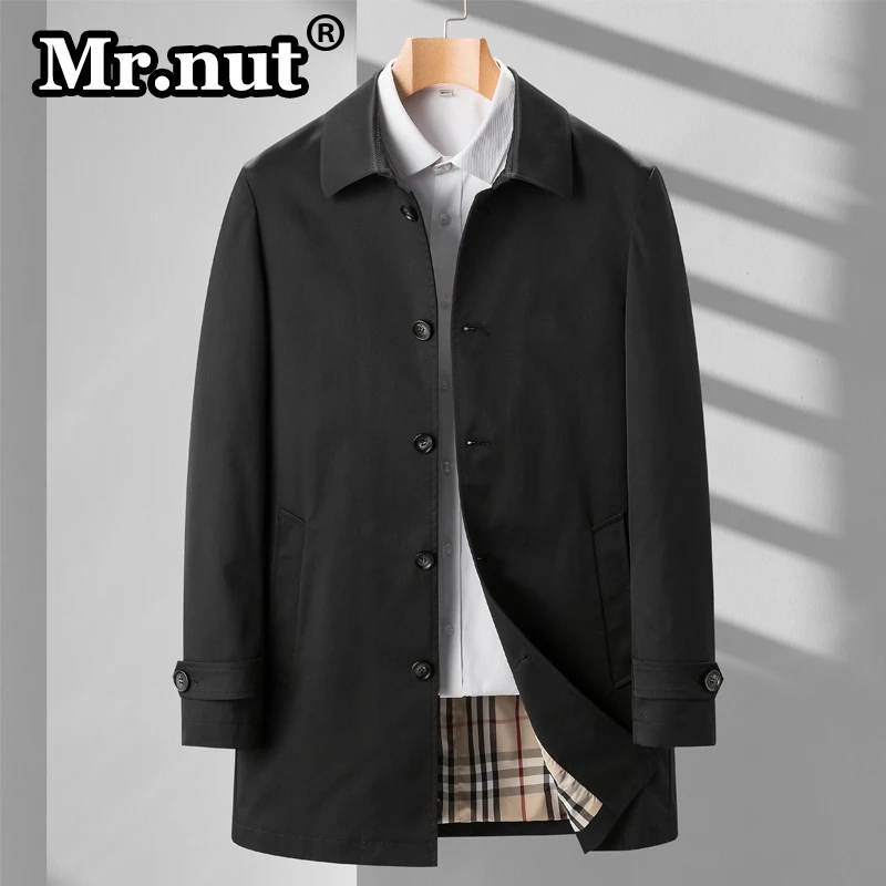 

Mr.nut Men's Windbreaker Fashion Lapel Casual Trench Coat Jacket Outdoors Spring Autumn Waterproof Jackets High-Quality Clothing